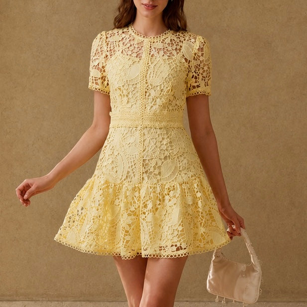 Lemon Lace Mini Dress