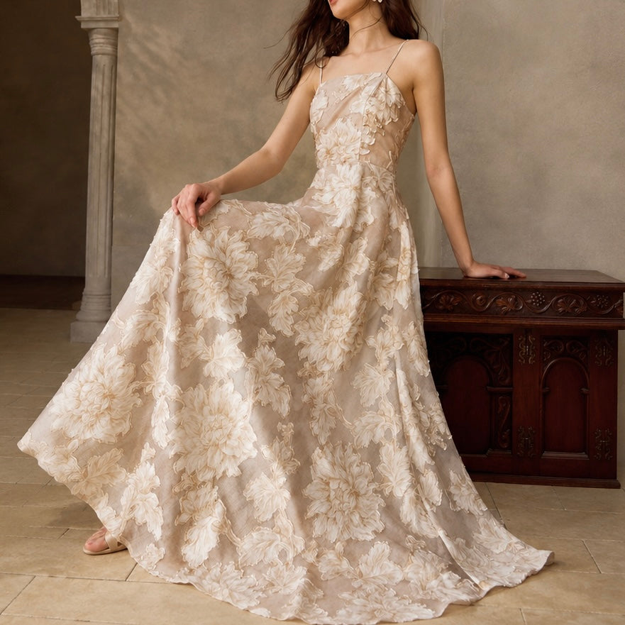 Champagne Floral Maxi Dress