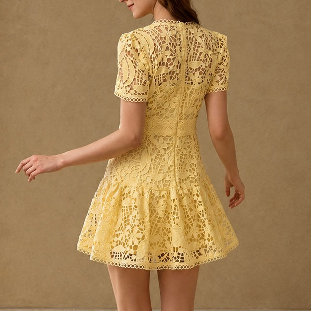 Lemon Lace Mini Dress