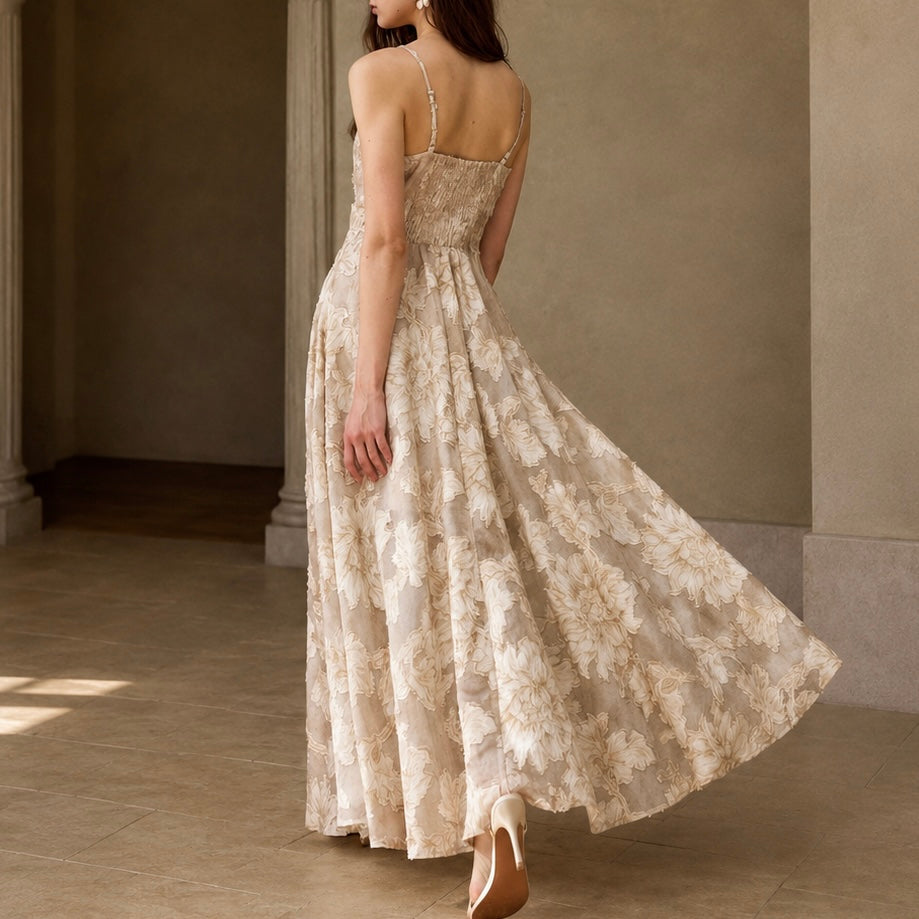 Champagne Floral Maxi Dress